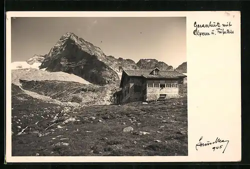 AK Geraerhütte, Berghütte mit Olperer u. Fussstein