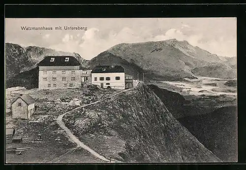 AK Watzmannhaus, Berghütte mit Untersberg