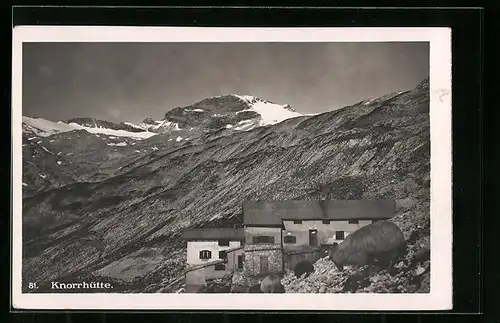 AK Knorrhütte, Blick zur Berghütte