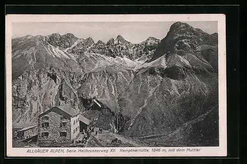 AK Kemptnerhütte, Berghütte mit dem Muttler in den Allgäuer Alpen, Heilbronnerweg