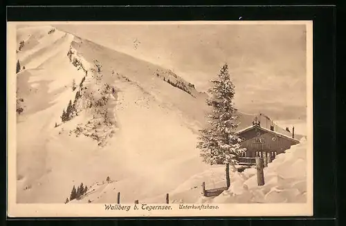 AK Wallberghaus, Berghütte auf dem Wallberg am Tegernsee im Schnee