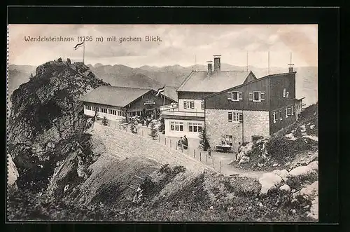AK Wendelsteinhaus, Berghütte mit gachem Blick