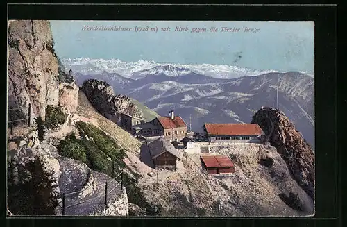 AK Wendelsteinhäuser, Berghütten mit Blick gegen die Tiroler Berge
