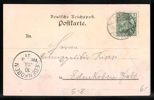 Künstler-AK Rüdesheim, National-Denkmal, Panorama