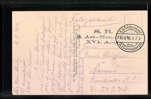 AK Pagny a. Mosel, 1915 beschossen die Franzosen das Dorf, Ortspartie