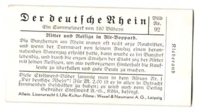 Sammelbild Stollwerck Schokolade, Serie: Der deutsche Rhein, Bild 92, Ritter und Reisige in Alt-Boppard