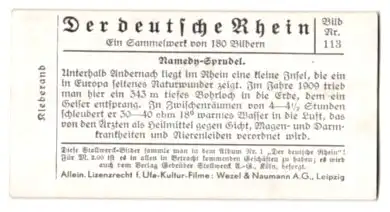 Sammelbild Stollwerck Schokolade, Serie: Der deutsche Rhein, Bild 113, Namedy-Sprudel