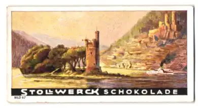 Sammelbild Stollwerck Schokolade, Serie: Der deutsche Rhein, Bild 67, Mäuseturm bei Bingen