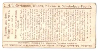 Sammelbild Gartmann Schokolade, Serie: 369, Bild 3, Szenen aus dem Kriege von 1870/71, Überfall einer deutschen Feldpost