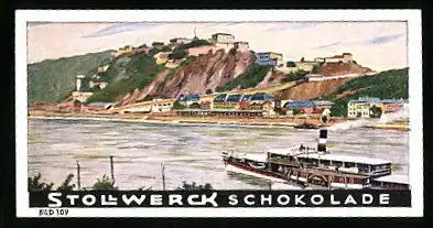 Sammelbild Stollwerck Schokolade, Ehrenbreitstein, Rheinpartie mit Dampfer