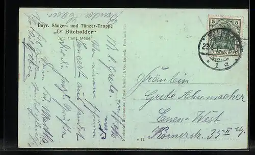 AK D'Bücholder, Bayr. Sänger- und Tänzer-Truppe, Dir. Hans Meder