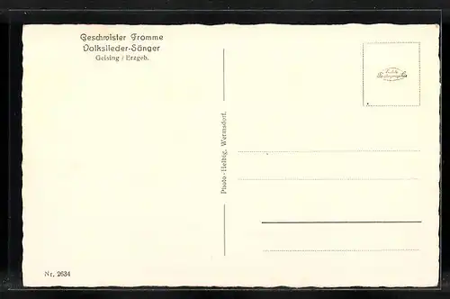 AK Geschwister Fromme, Volkslieder-Sänger