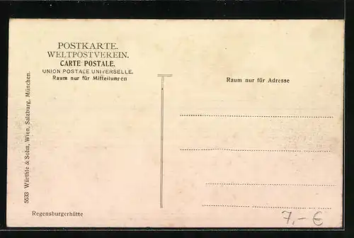 AK Regensburgerhütte, Totale mit Gebirgswand