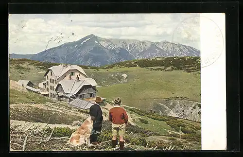 AK Erzherzog Otto-Haus, Berghütte an der Rax gegen den Schneeberg