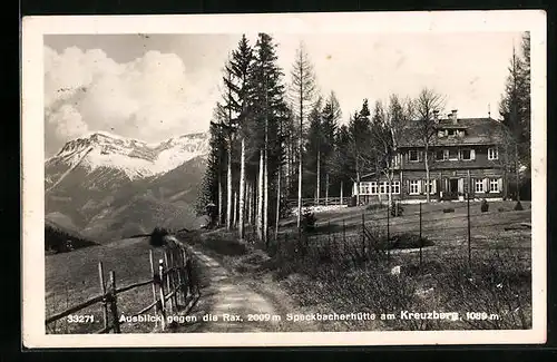 AK Speckbacherhütte, Berghütte am Kreuzberg gegen die Rax