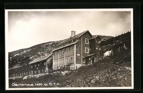 AK Ötscherhaus, Blick zur Berghütte