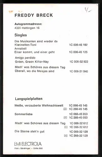 AK Musiker Freddy Breck mit lächelndem Gesicht