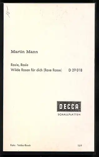 AK Musiker Martin Mann mit Mikrophon, Autogramm
