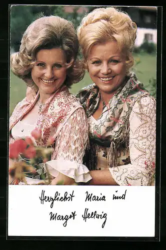 AK Musikerinnen Maria und Margot Hellwig, Autogramm