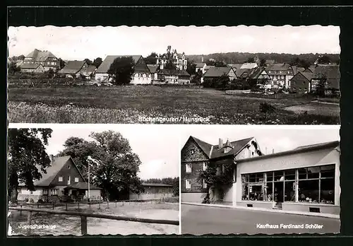AK Büchenbeuren /Hunsrück, Kaufhaus Ferdinand Schüler, Jugendherberge, Teilansicht