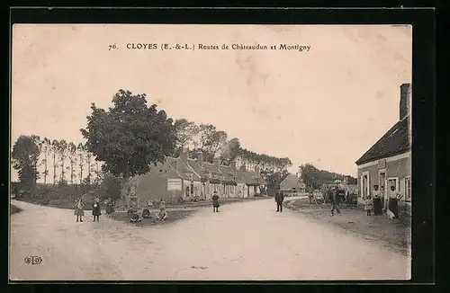 AK Cloyes, Routes de Châteaudun et Montigny