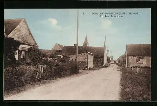 AK Boullay-les-Deux-Eglises, La Rue Principale, Strassenpartie