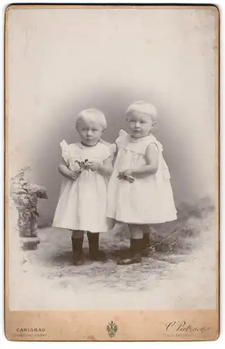 Fotografie Carl Pietzner, Wien, Mariahilferstr. 1 B, Zwei kleine Kinder in weissen Kleidern