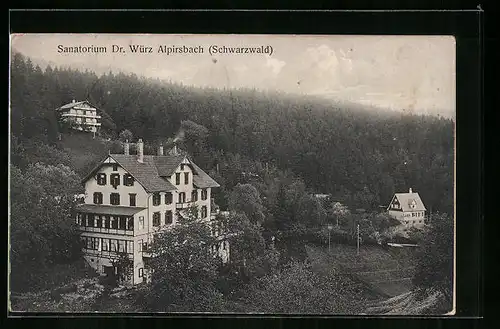 AK Alpirsbach /Schwarzw., Sanatorium Dr. Würz aus der Vogelschau