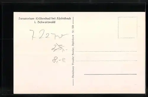 AK Alpirsbach /Schwarzw., Sanatorium Krähenbad aus der Vogelschau