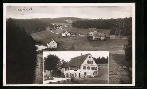 AK Kniebis /Schwarzw., Gasthaus und Pension zum Waldhorn mit Umgebung aus der Vogelschau und einzeln