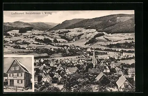 AK Baiersbronn i. Wttbg., Hotel-Pension Elisabeth, Ortsansicht aus der Vogelschau