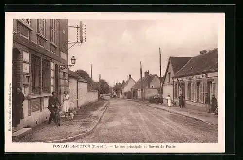 AK Fontaine-la Guyon, La rue principale et Bureau de Postes