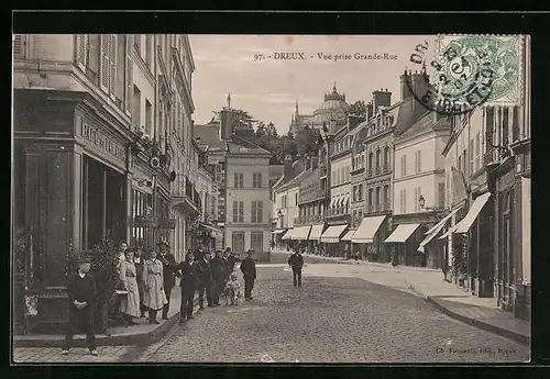 AK Dreux, Vue prise Grande-Rue