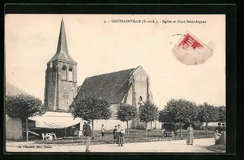 AK Goussainville, Eglise et Place Saint-Aignan