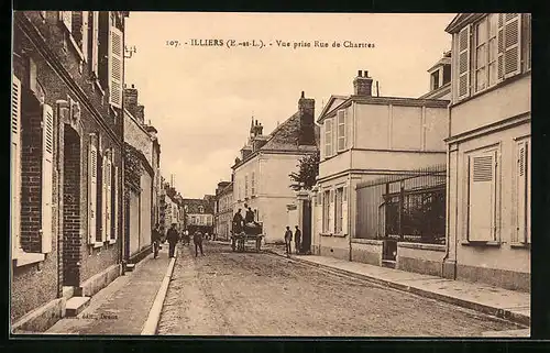 AK Illiers, Vue prise Rue de Chartres