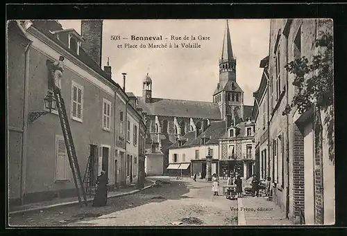 AK Bonneval, Rue de la Gare et Place du Marche a la Volaille