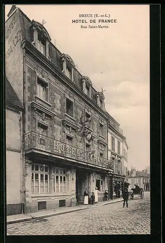 AK Dreux, Hotel de France, Rue Saint-Martin