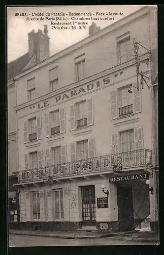 AK Dreux, L`Hotel du Paradis - Recommandé - Face a la route directe de Paris