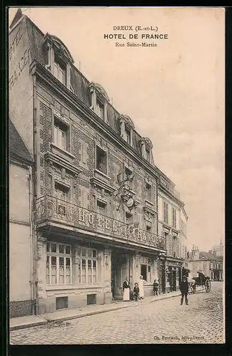 AK Dreux, Hotel de France, Rue Saint-Martin