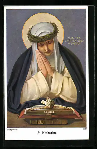 AK Schutzpatronin St. Katharina mit gefalteten Händen