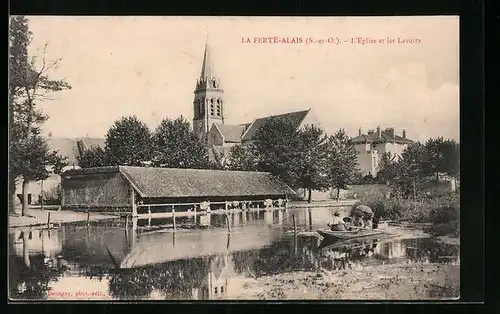 AK La Ferté-Alais, L`Église et les Lavoirs