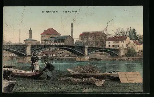 AK Champrosay, Vue du Pont