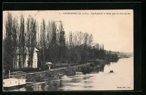 AK Champrosay, Les Bords de la Seine pres du Pont Ris