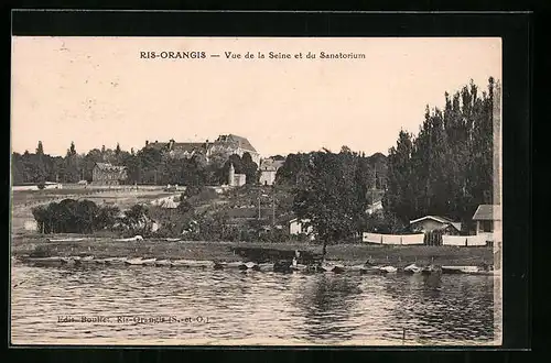 AK Ris-Orangis, Vue de la Seine et du Sanatorium