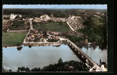 AK Draveil-Champrosay, Vue aerienne sur la Seine et le Pont de Ris