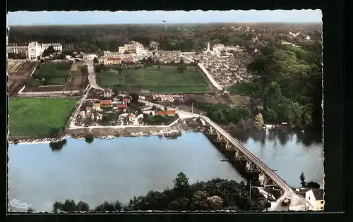 AK Draveil-Champrosay, Vue arienne sur la Seine et le Pont de Ris