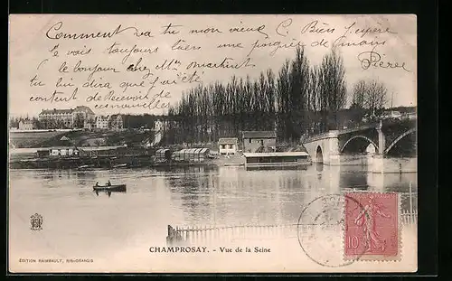 AK Champrosay, Vue de la Seine