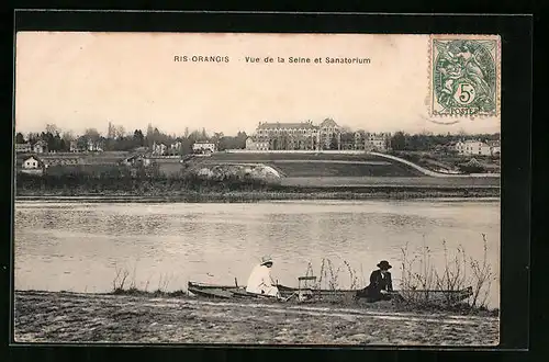 AK Ris-Orangis, Vue de la Seine et Sanatorium