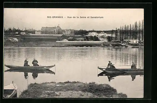 AK Ris-Orangis, Vue de la Seine et Sanatorium