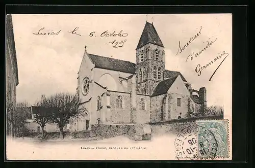 AK Linas, Église, Clocher du 12e Siècle